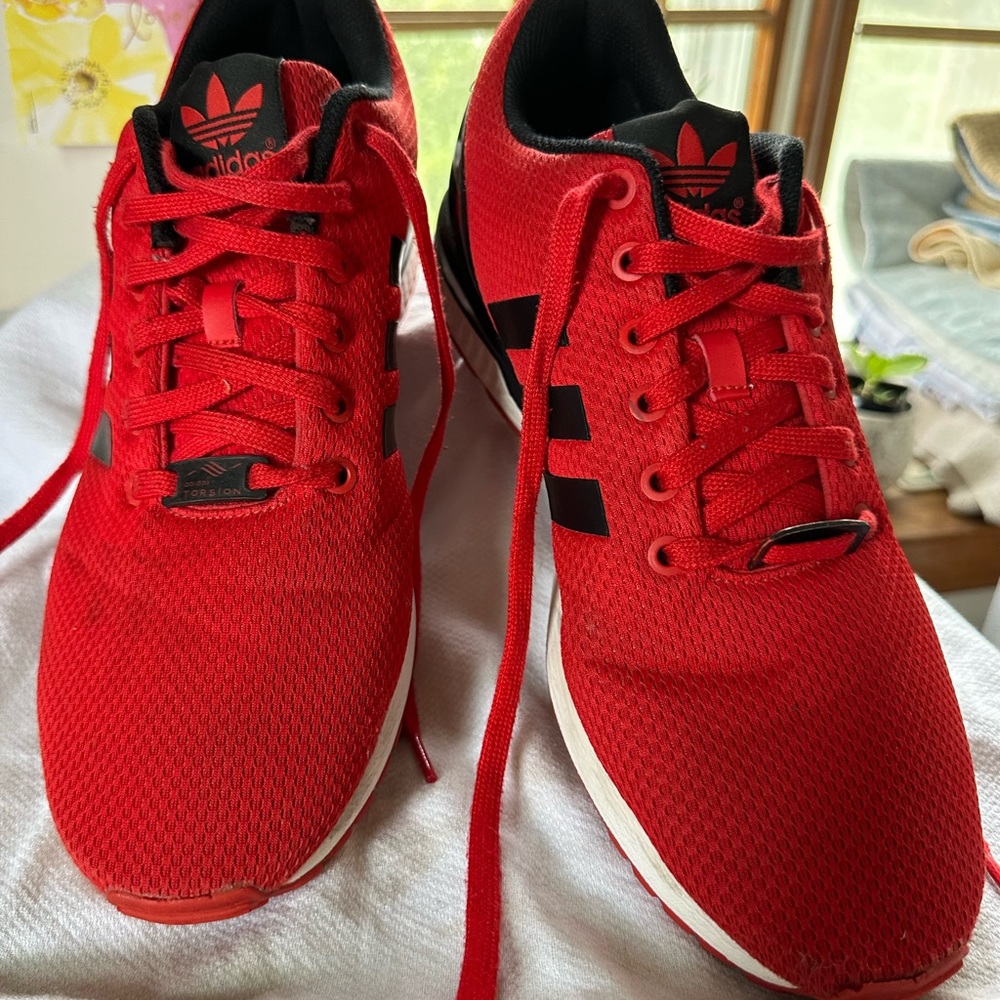 Men's Adidas size 10 1/2 red and black sneakers